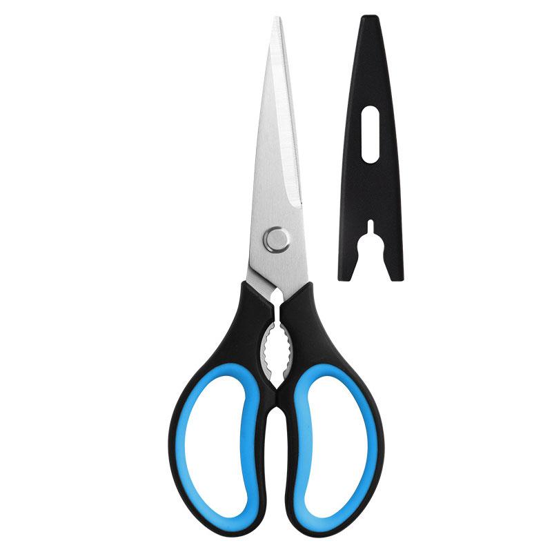 

Кухонные ножницы для костей из нержавеющей стали с прямой головкой, многофункциональные ножницы для овощей, рыбы, мяса, бытовые ножницы с орехоколом синий