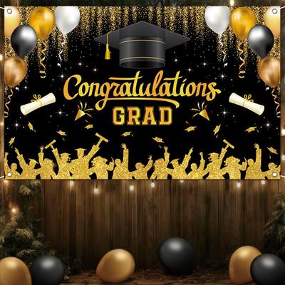 Glitter Graduates Background Celebrate Happy Graduation Banner  School Party Decor