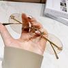 Protective Glasses Fashion Oval Rimless Design sun glasses Female Small Size Metal Suneyeglass Outdoors Casual Vacation UV400