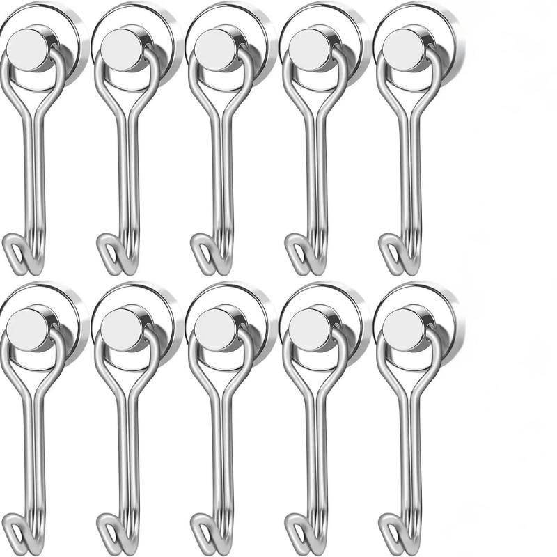 20pcs Black Magnetic Hooks Cruis Heavy Duty Neodymium Rare Earth Magnetic Hangers, Extra Strong Magnets with Hook for Hanging, R