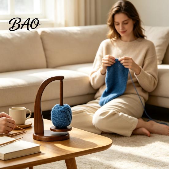 Wool Thread Holder Wooden Magnetic Yarn Holder, Tangle-Free Stand with 1/2 Rotating Spindle, Knitting Organizer Ball Spinner, Crocheting & Accessories