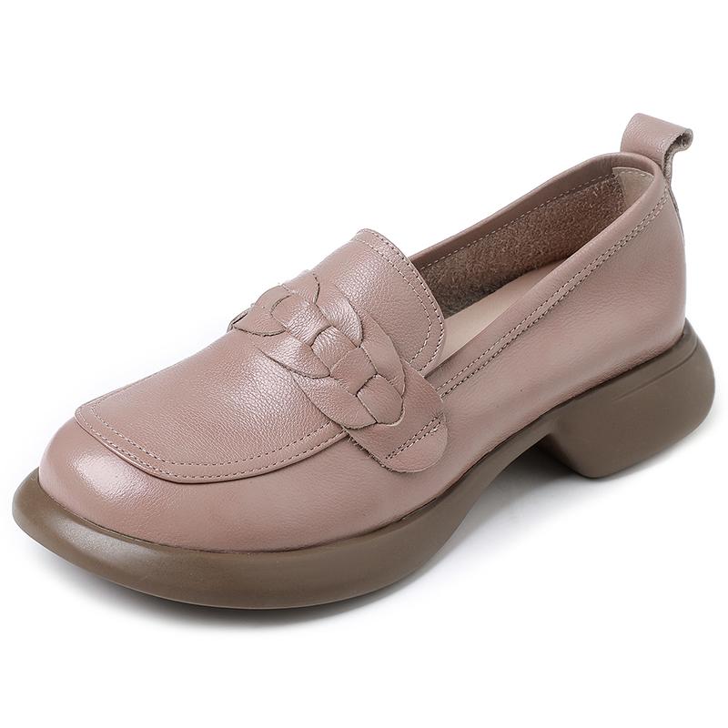 Fashion GKTINOO Women Loafers Shoes Genuine Leather 2025 British Style Women's Spring Shoes Thick Bottom Large Size Ladies Shoes