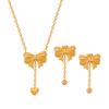 Heart-shaped Tassel Bow Necklace & Titanium Steel Earring Set