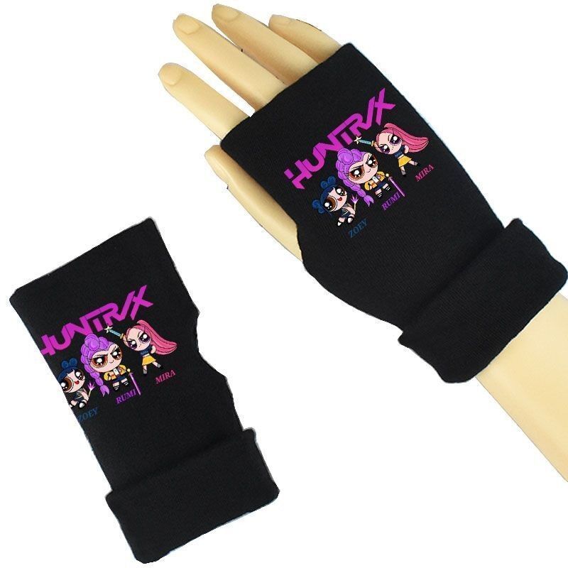 K-POP Witch Hunt Team Gloves, Children's Cycling and Writing Half-finger Gloves, Autumn and Winter Warm Gloves