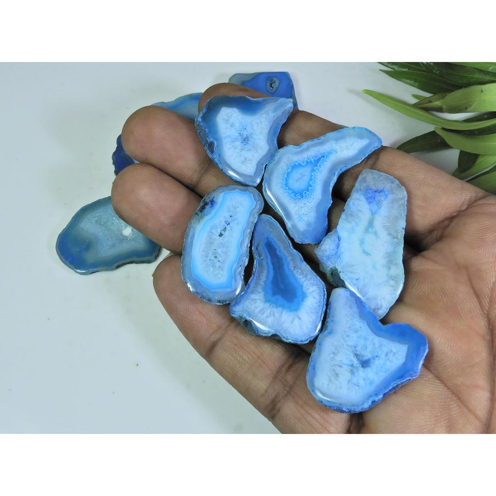 282Cts. Dyed Slice Druzy Agate Fancy Cabochon Loose Gemstone 12 Pcs Lot A-33