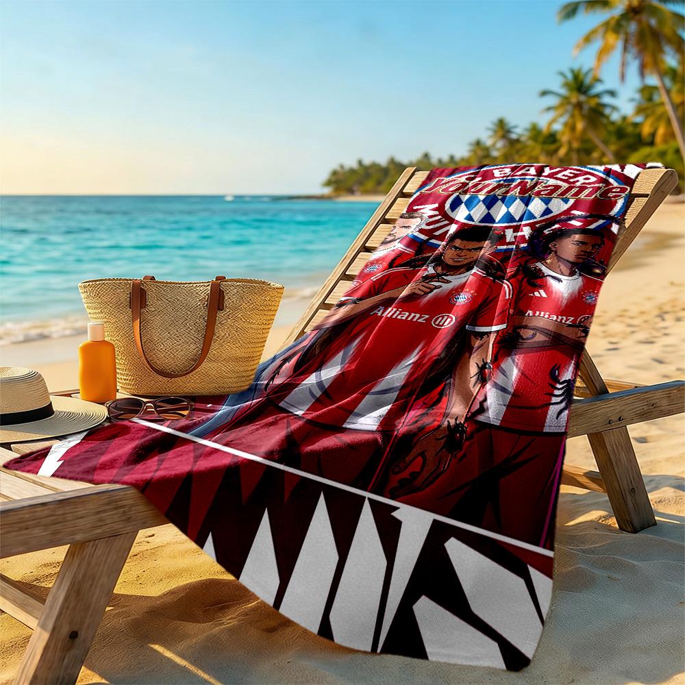 Bayern Munich Customize Your Name Beach Towel Quick-Dry Soft Microfiber Suitable for Sports Travel Swimming Yoga Bathroom Beach And Pool