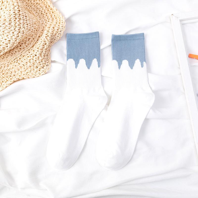 Striped Autumn Woman Socks Soft Cotton Breathable Elastic Middle Tube Sock Harajuku Gilrs Socks Sokken