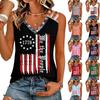 Women Sleeveless V Neck Casual Tank Top Vintage Letter Print Summer Shirt Lightweight Soft Fabric Relaxed Fit