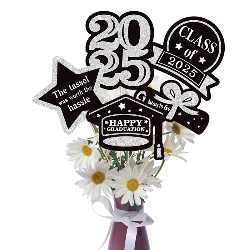 Paper Cupcake Toppers Class Of 2025 Graduation Decorations 2025 Grad Centerpiece Sticks Graduation Party Table Topper Decoration