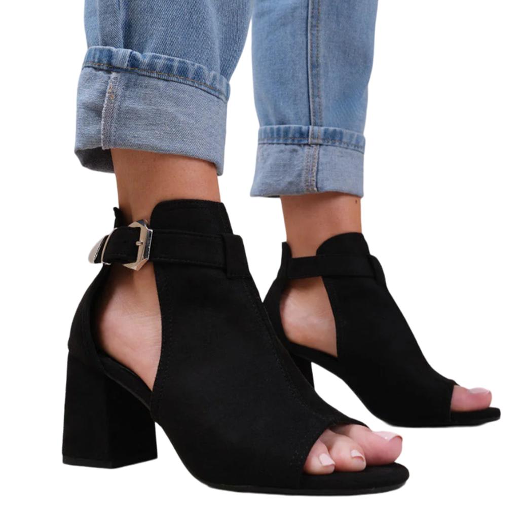 Where's That From Damen/Damen Lisa Wildleder Sandalen mit offenen Zehen und breitem Blockabsatz