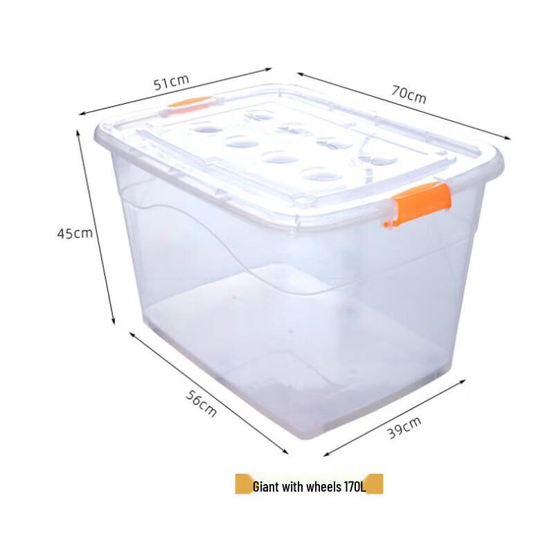 Zedaoju 170L Transparent Storage Box with Wheels and Lid