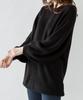 At One Balloon Sleeve Loose Voluminous Relaxed Crew Long Sizes ATN-0008 Knit, Women's, Oversized, Sleeves, Fit, Fall/Winter, Neck, Length, Black,