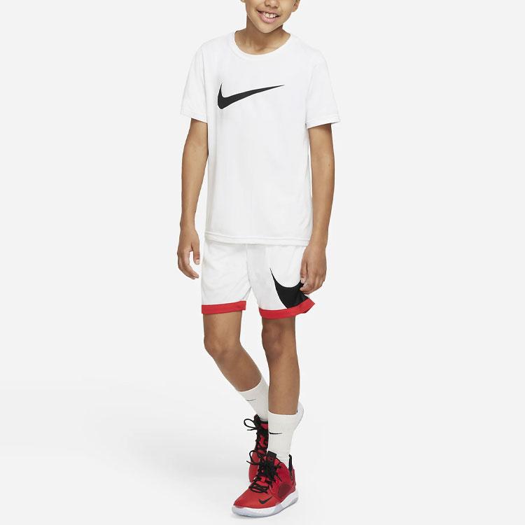 Nike Dri-FIT Logo Patchwork Mid-Rise Summer Loose Basketball Shorts Kids shorts DM8186-101