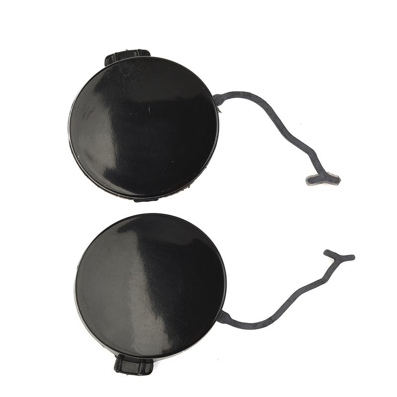 Brand New Left Right Front Tow Hook Bumper Left Right Drag Hook Eye Cover Front Bumper Unpainted BLACK Plastic