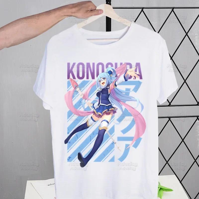 KonoSuba Megumin Kono Subarashii Kazuma Tshirts Men Shirt Harajaku Mens Clothing Summer Streetwear Casual Tee Short Sleeve Tops