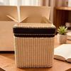 New Summer Raffia Woven Cosmetic Bag with Leather Trim Luxury Designer Style Straw Makeup Organizer Case for Women Travel Beach