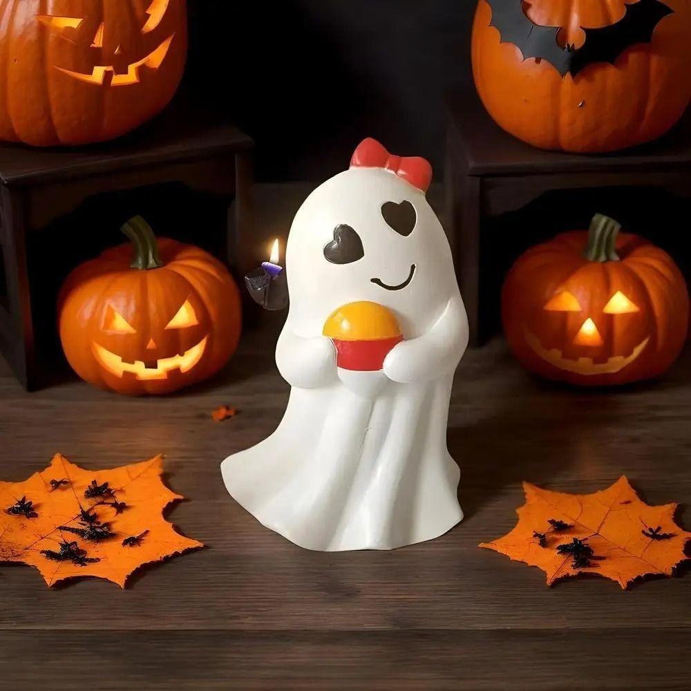 Cartoon Ghost Art Sculpture Resin Ghost Statue Ornament Halloween Ghost Figurine Office