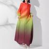 Middle Eastern Style Women's Gradient Robe Dress, Semi-High Neck, Plus Size, High-End Bud Skirt.