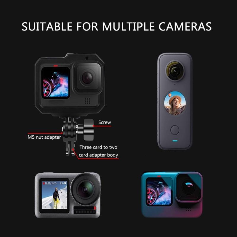 Aluminum Camera Mount Adapter Rotatable Tripods Thread for Action Cameras, Easy Installation