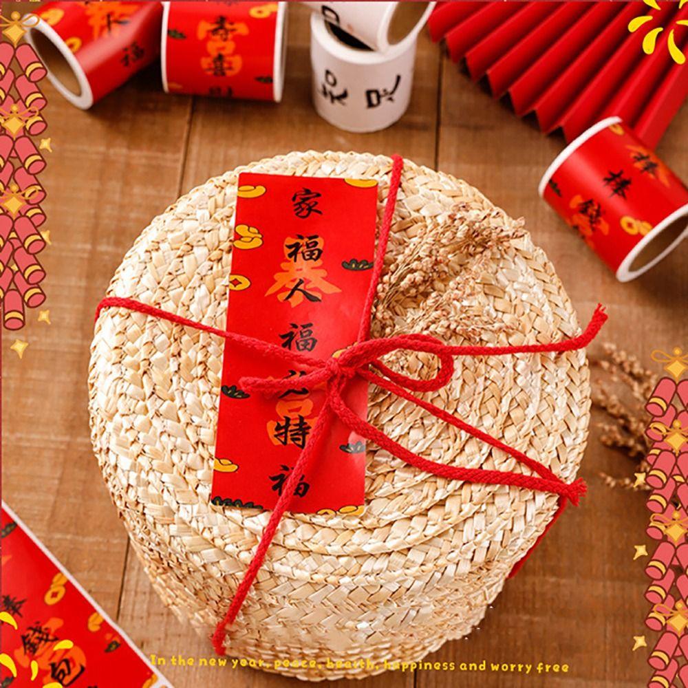 50PCS Best Wishes Packaging Box Sealing Labels Red White Blessing Sticker Wrapping Decals  Gift