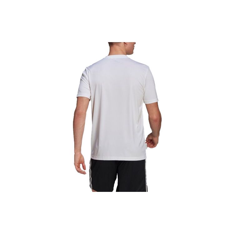adidas Tricou Sport cu Mânecă Scurtă și Gât Rotund Imprimat Bărbați Topuri Alb GL3262
