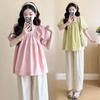 Stylish Maternity Summer T-Shirt Set - Casual Short Sleeve Top for Fashionable Outings