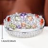 Luxury Silver Color Ring for Women Multi Color Round Zircon Paved Evening Party Banquet Fashion Jewelry Gift