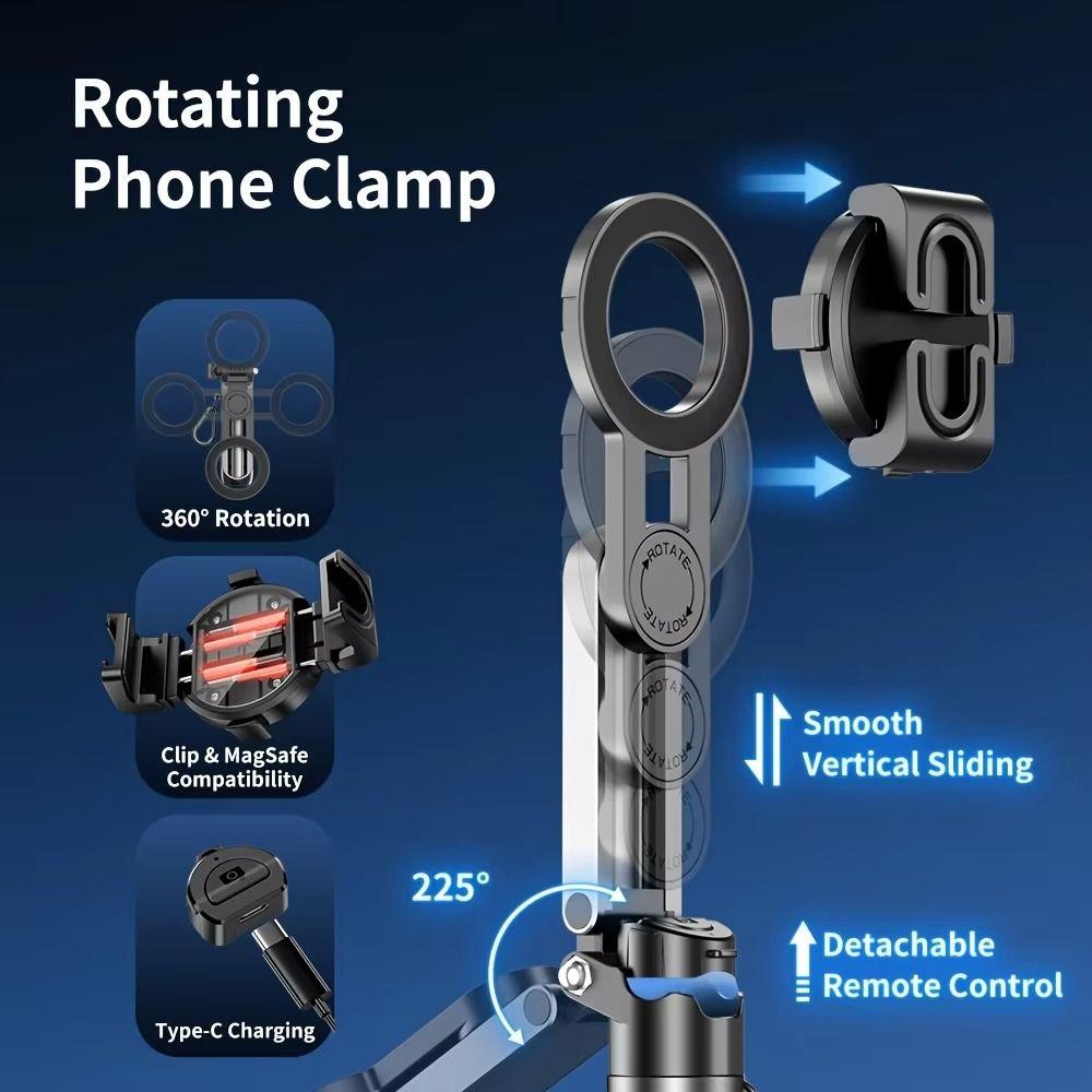Treppiede Magnetico Telescopico per Telefono Pieghevole Estensibile Impugnatura per Telefono Vlog Livestreaming Fotografia