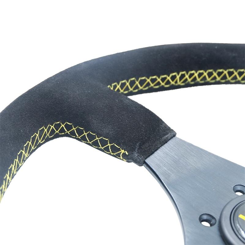 Car Modification Racing Leather/frosted Steering Wheel, Competitive Sports 14 Inch Flat Universal Steering Wheel