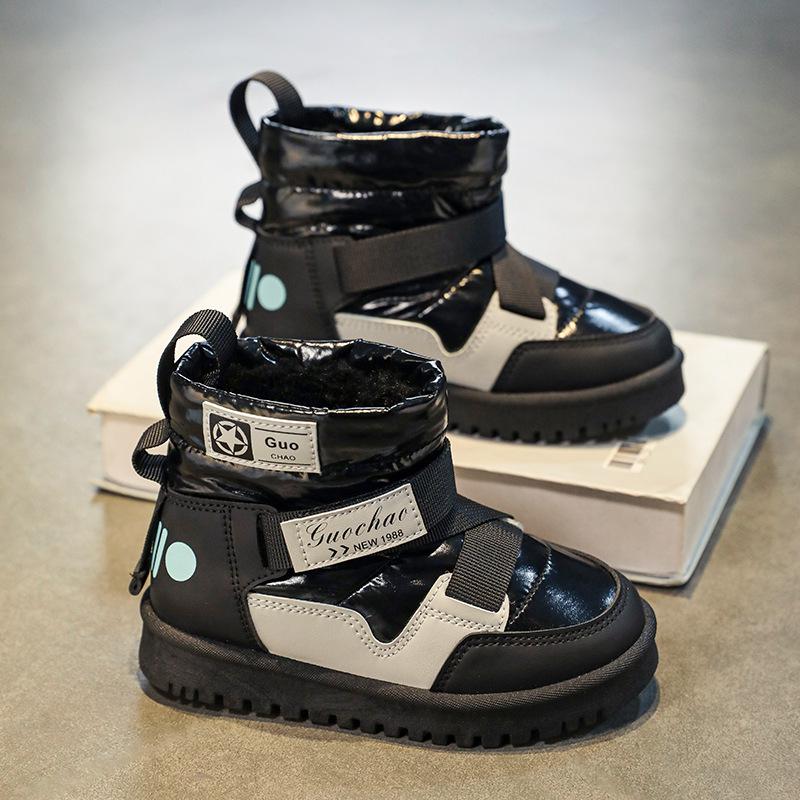 

Зимние плюшевые высокие детские сапоги унисекс 2023 года — теплый и удобный пуховый материал 31 чёрный