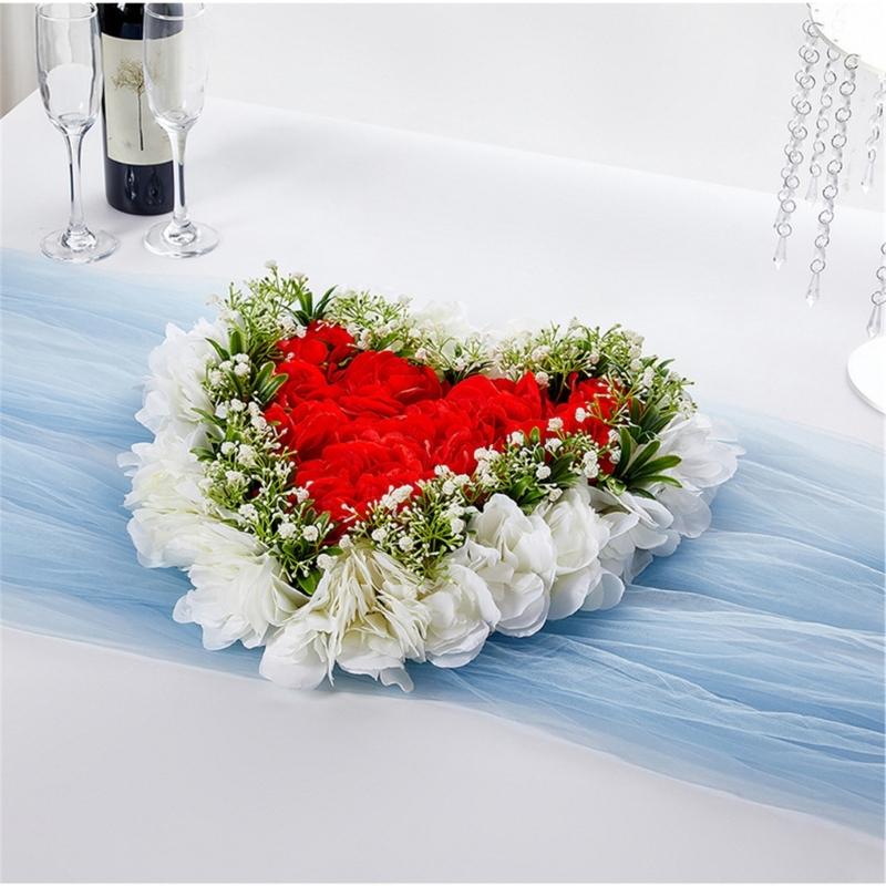 Heart Shaped Artificial Flower Decorations Photo Props for Wedding Centerpieces Road Leading Flower Rack Decorations