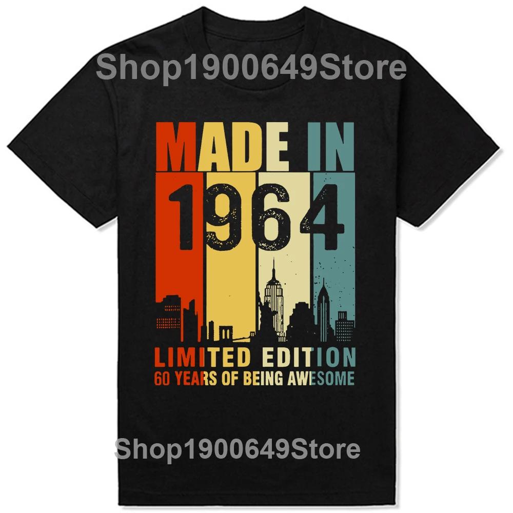 Made in 1964 Limited Edition 60 Years Of Being Awesome Tee Tops Round Neck ShortSleeve Fashion Tshirt Casual Basic Tshirts