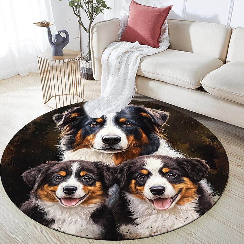 Bernese Mountain Dog pattern round rug, Carpet Rug for Living Room Bedroom Sofa Playroom Decor, Non-slip Floor Mat, Holiday Gifts and Birthday Gifts