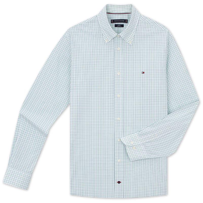Tommy Hilfiger Men s Easy-Care Plaid Poplin Long-Sleeve Shirt 39