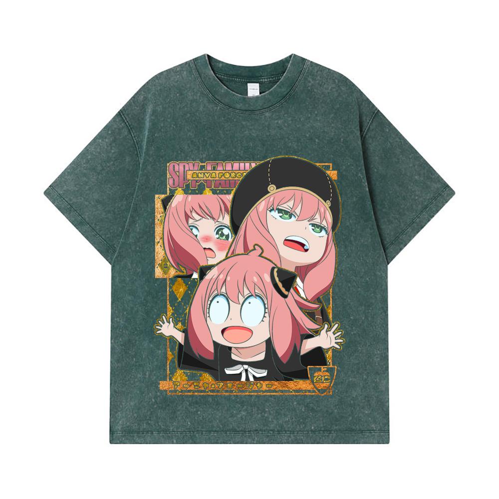 275 GSM Washed T-shirts 100% Cotton Spy x Family V12 Anya Print Unisex Heavy Cotton T Shirt