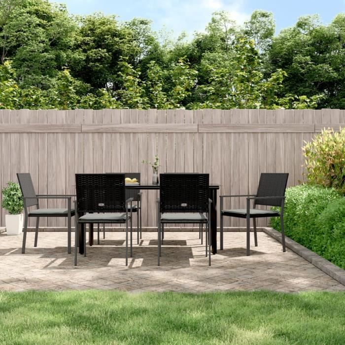 VidaXL Ensemble à manger de jardin 7 pcs coussins résine tressée acier 3187026