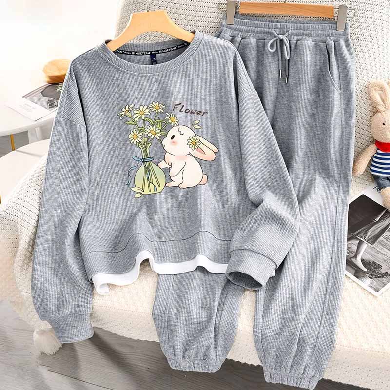 Women Suits Sets Large Size Pullover Sweatshirt Pants Thickened Top Longs Pants Two-piece Oversize 2PC Suit