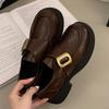 Fashion British Style Metal Buckle Women Low Heels Shoes 2025 New Fashionable Daily Dress Up Flat Shoes Outside Casual Comfortable Shoes