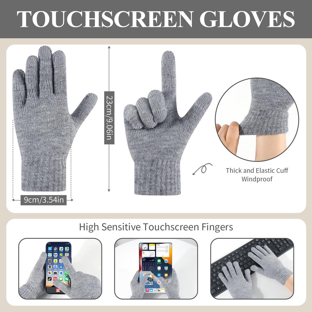 Knitted Hat Scarf Gloves Set Women's Winter Double Layer Plus Velvet Thick Outdoor Warm