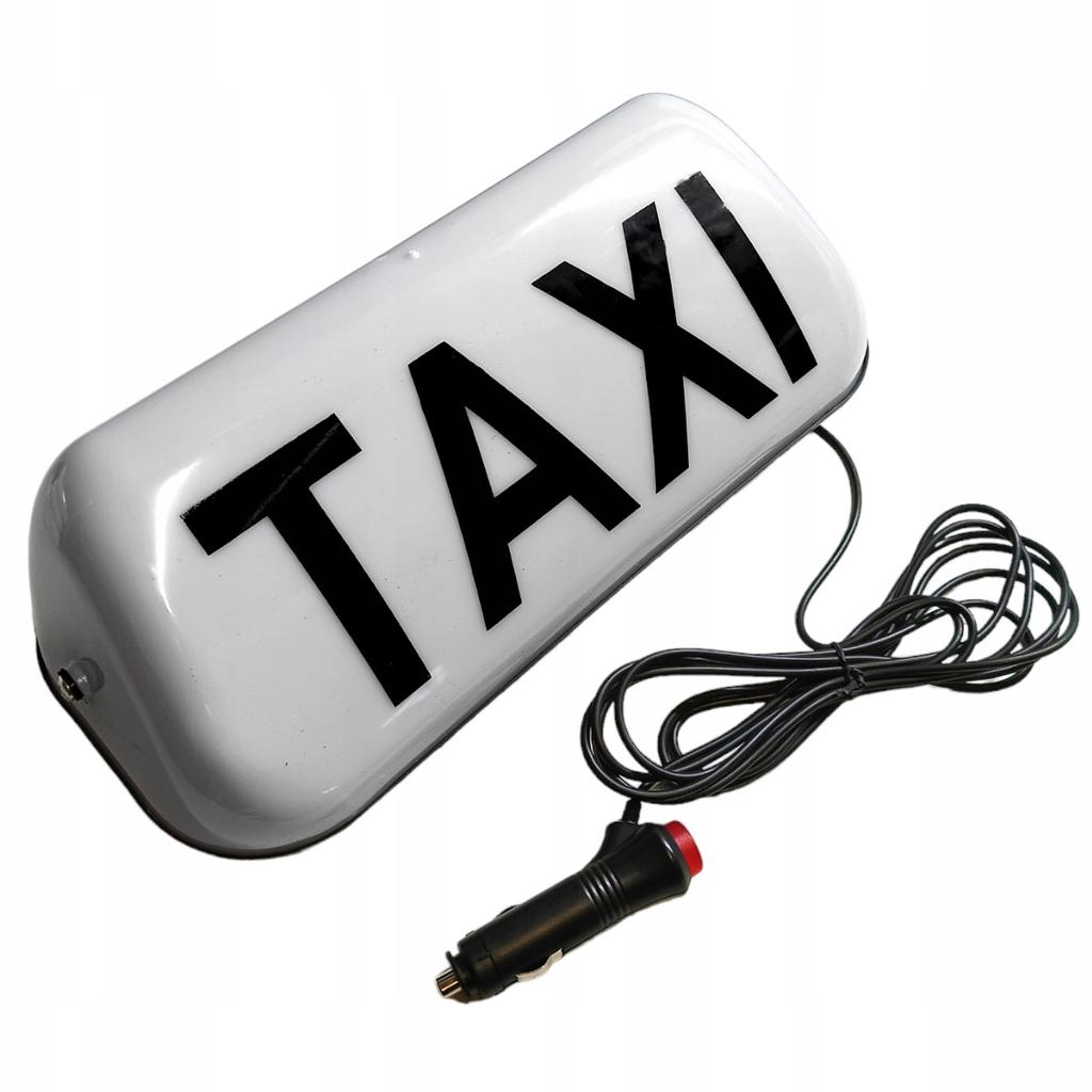Lampada Taxi LED Bianca Con Scritta Gallo Su Magnete Spina Accendisigari