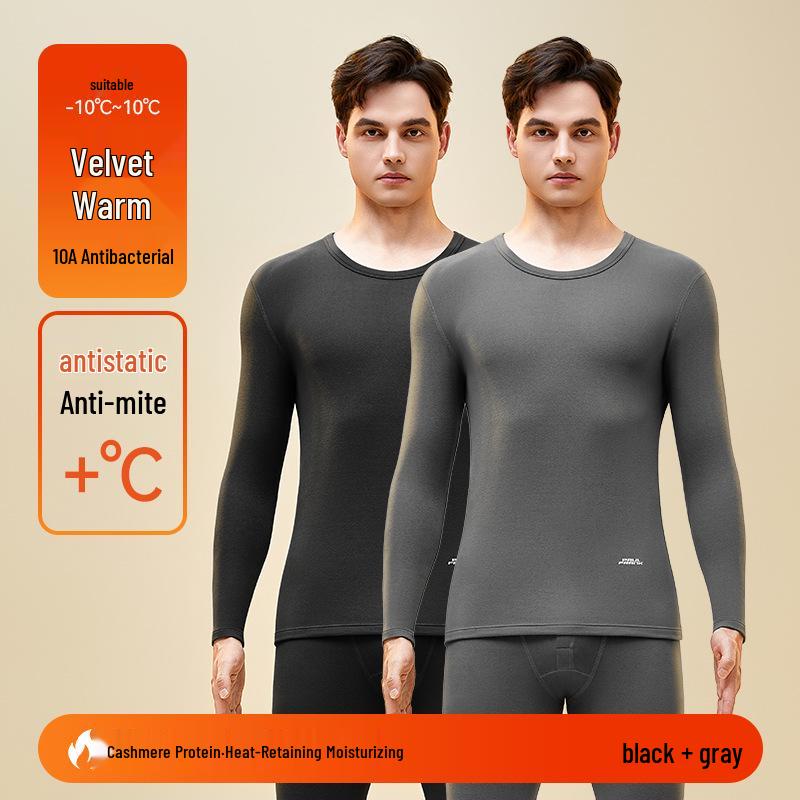 Men's Woolen Thermal Underwear Set: Autumn & Winter Fleece Pants & Top