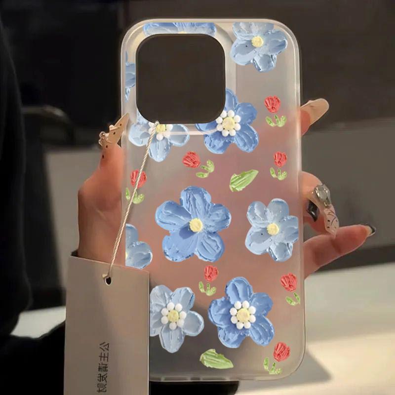 Oil Painting Flower Phone Case For iPhone 16 Case iPhone 14 13 12 11 15 Pro Max 13 12 Mini 7 8 Plus X XS XR SE2 Soft TPU Cover