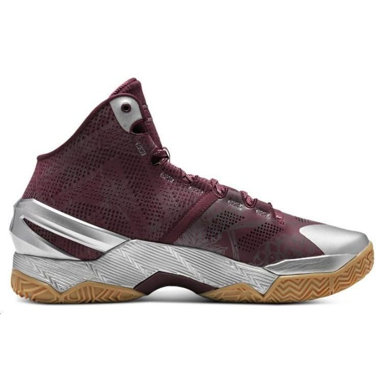 Under Armour Curry 2 Retro Mens Deep Red Metallic Silver 3026052-601