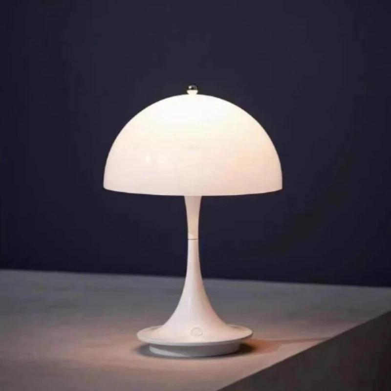 Modern Bedside Mushroom Table Lamp Bedroom USB Rechargeable LED Night Light Room Dining Table Decorative Table Lamp Lighting