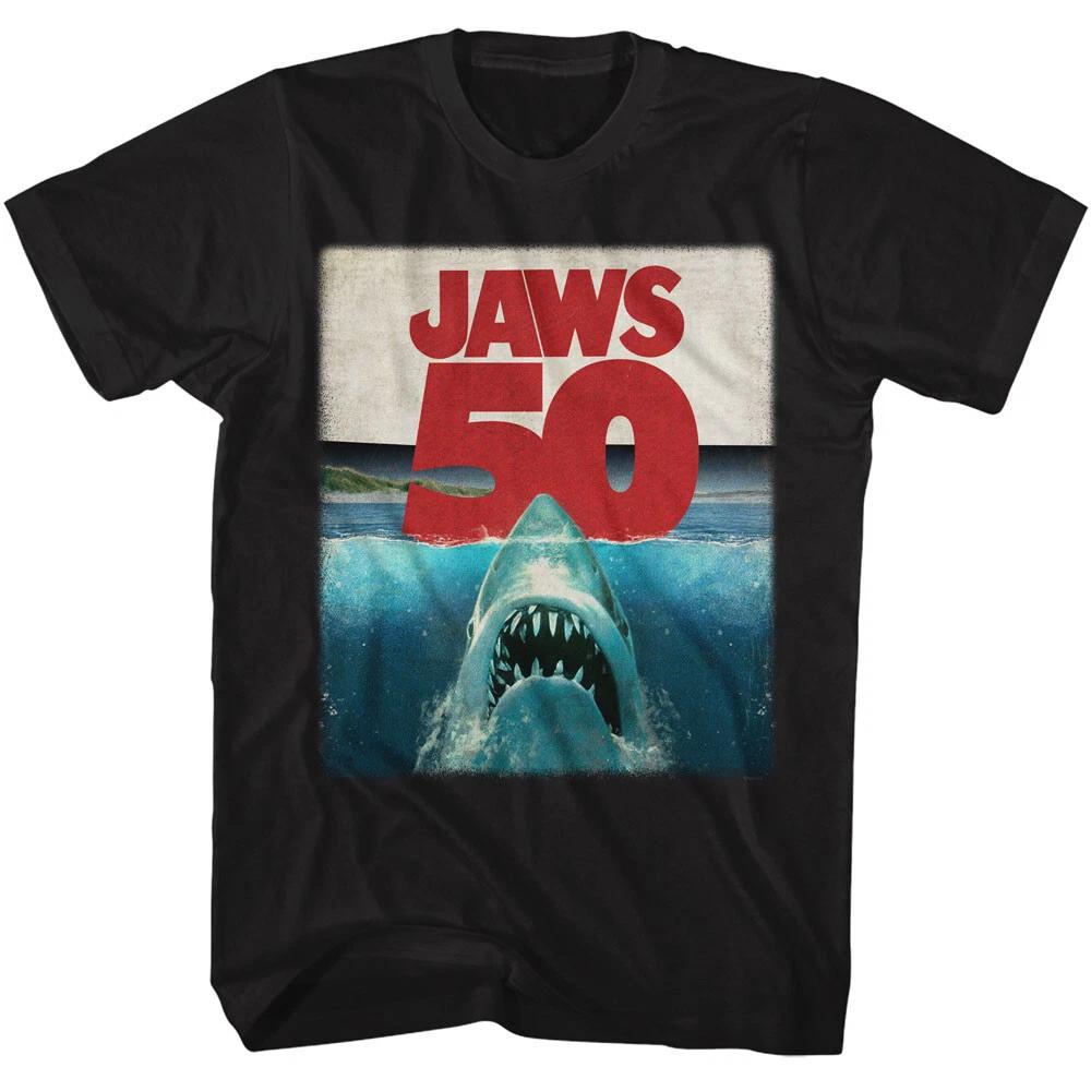 Jaws 70 s Thriller 50 Year Movie Poster Men s T Shirt 3XL
