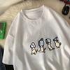 Men's and Women's Summer Pure Cotton Fashion Casual Loose Pattern Print Sports Breathable Round Neck T-Shirt