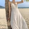 Damen Sommer Strand Urlaub Strandkleid Rückenfrei Neckholder Lange Kleider