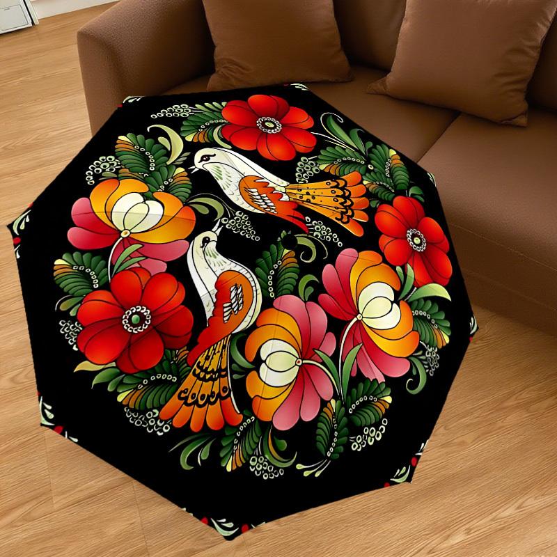 1PC Birds FlowersAutomatic Open/Close Umbrella with Windproof, 8-Rib Sturdy Canopy, Durable Ribs, Fashionable Design, Outdoor Accessory, Fun Prin, Hol