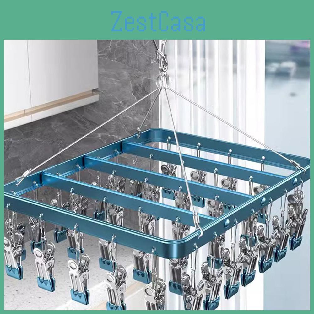 Alloy Aluminum Drying 26clip Clothes Rack Multifunctional Household Socks And Underwear Drying Tool Waterproof And Sunscreen