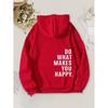 XS-5X Women's Retro Letter Print Drop Shoulder Hoodie